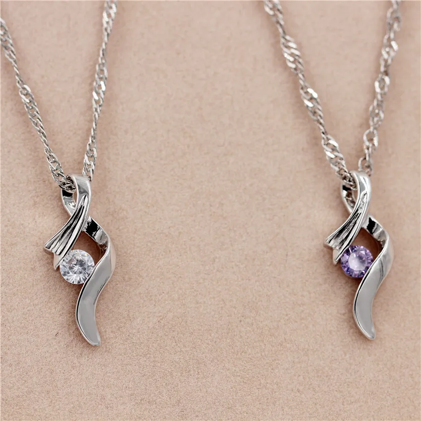 US Uloveido 15% Off серебряные ожерелья подвески фиолетовый кубический циркон подвеска цепочка-колье Colar подвеска N306