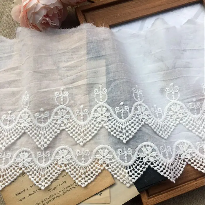 

Wide 20CM high quality cotton cloth embroidery double layer water soluble cotton lace cloth clothing home splicing materi