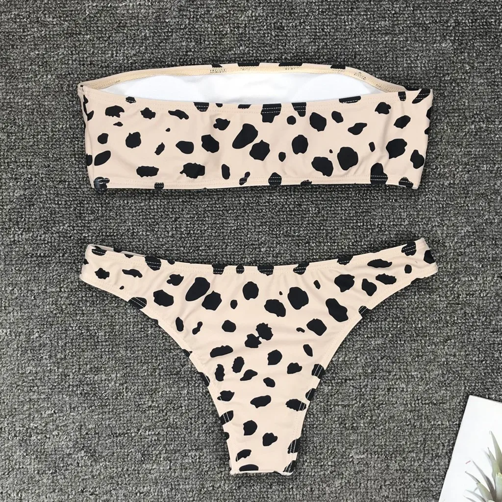 Женский сексуальный леопардовый принт белый коричневый низкая талия бандо Топ