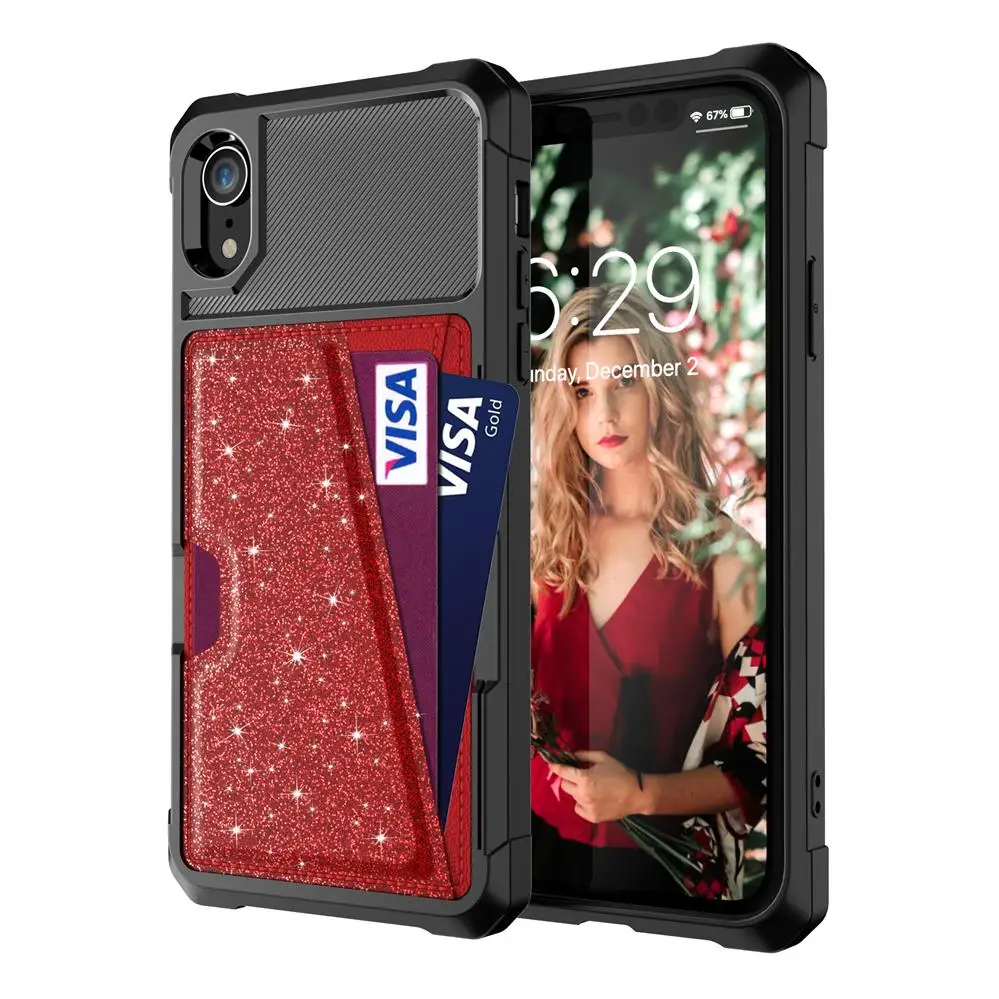 Red Чехол-Кошелек XSKEMP для iPhone 6, 6s, 7, 8 Plus, X, XS, MAX, автомобильный Магнитный чехол на заднюю панель, s, кошелек, откидная крышка, пряжка для iPhone, для телефона, XR, Fundas - Цвет: Red