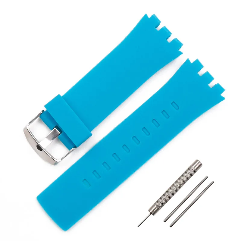 Пряжка силиконовый ремешок мужской 24 мм аксессуары для часов Swatch touch SURB100 SURW102 SURB101 водонепроницаемый ремешок для часов - Цвет ремешка: Turquoise blue