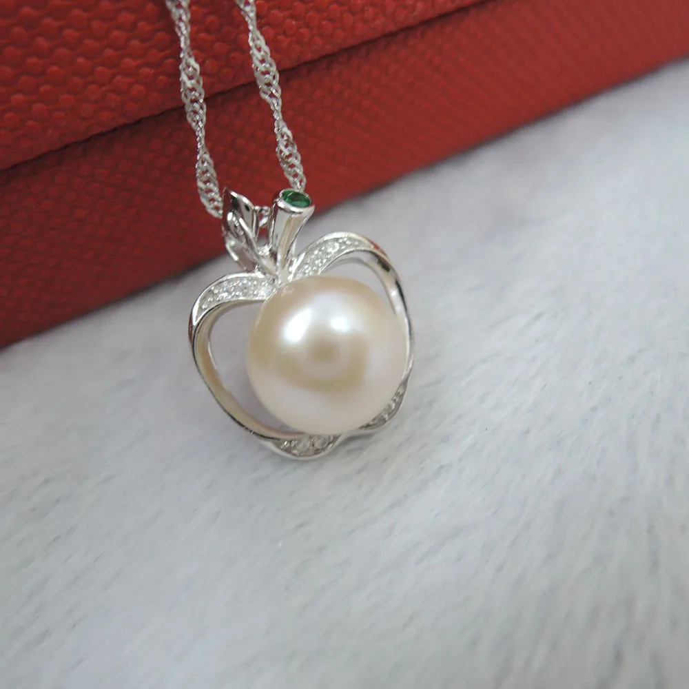 100% натуральное пресноводное круглое жемчужное ожерелье с серебряной цепочкой 925
