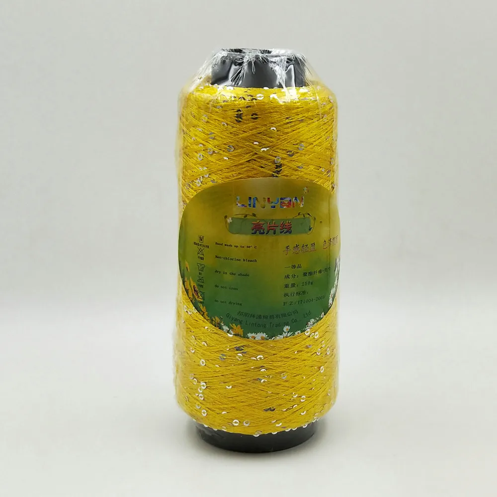 Bright-Yellow silver 250 г* 1 шт., шелковая пряжа для вязания с блестками, нить для ручного вязания, нить для вязания крючком, швейная проводка ZL4132 - Цвет: Bright-Yellow silver