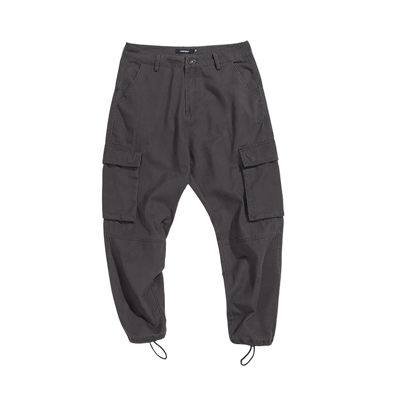 CHINISM Spring Summer Men's Big Pocket Brown Causal Cargo Pants Brand Clothing Military Cuff Compression Casual | Мужская одежда