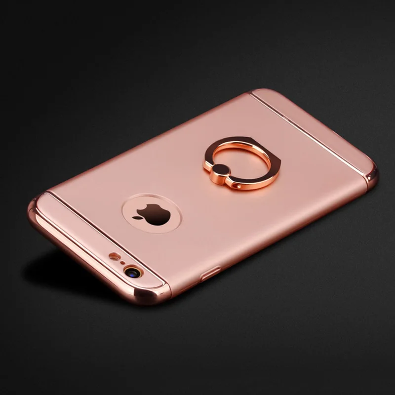 Роскошный lovecom гальванический чехол с кольцом для пальца для iPhone 7, 8, 6, 6S Plus, X, 5, 5S, SE, подставка, держатель, полный корпус, Жесткий ПК, задняя крышка для телефона