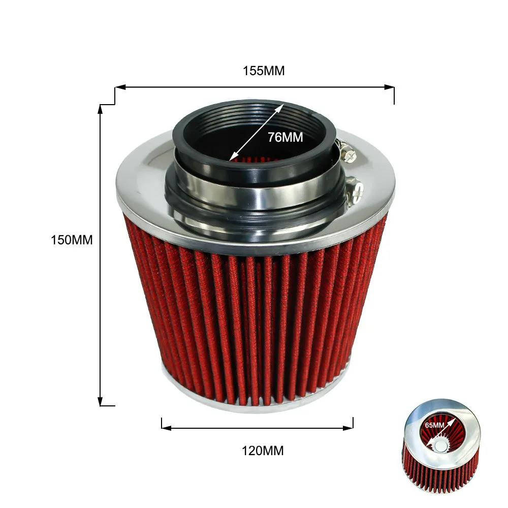 CNSPEED Racing Universal Air Filter 3&quot inch 76mm Intake Height High Flow Cone Cold Performance YC100926|cold air intake|air intake