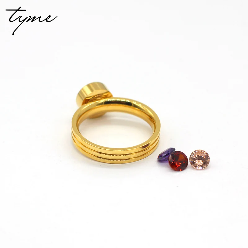 Titanium steel Roman numerals four-color zircon exchange rings Miniature versions 3 color drilling ring love for woman | Украшения и