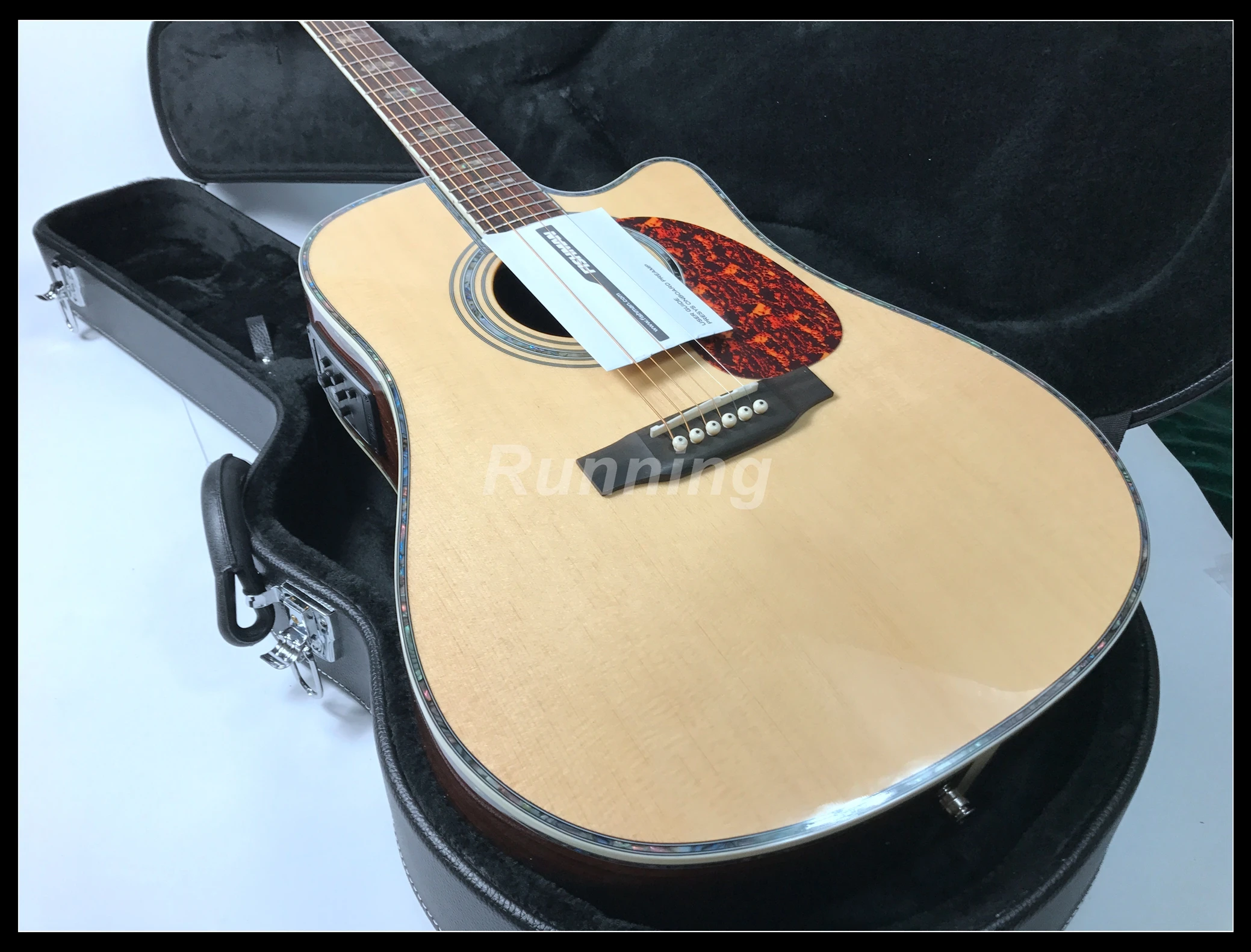 Высокое качество электрическая акустическая гитара твердая ель ласточкин хвост