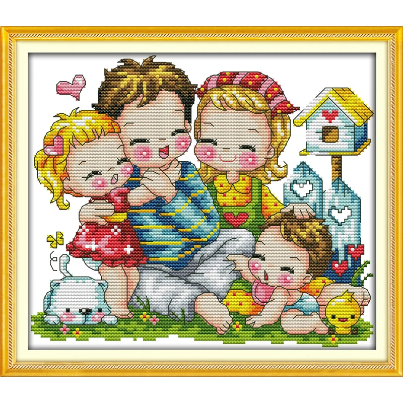 Joy Sunday A Happy family узоры DMC Счетный 11ct 14ct крестиком напечатанный на холсте для вышивки диаграммы поделки по оптовой цене