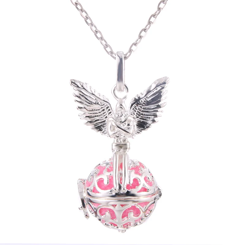 P Lotus Guanyin Music Ball Bell Aromatherapy Locket Pendant Necklace Charm Perfume Essential Oil Diffuser Woman Gift Jewelry - Окраска металла: P