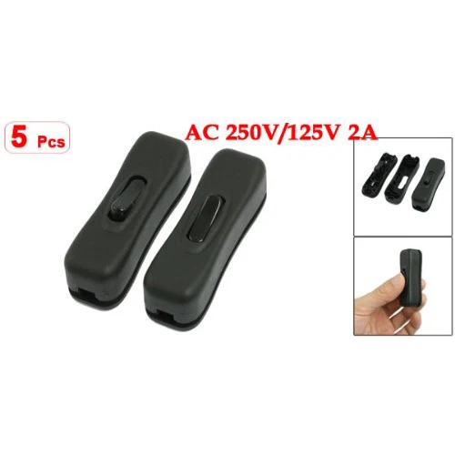 Акция! Amico 5 шт. AC 250 V/125 V 2A черный пластик Кнопка ВКЛ/ВЫКЛ в линии переключатели