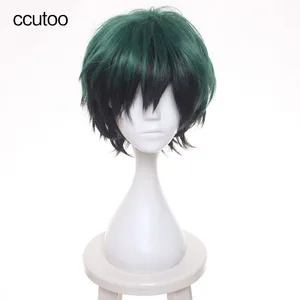 Ccutoo 30 см цвета: зеленый, черный микс короткие лохматый слоистый Пушистый Синтетические волосы мой герой Boku без герой Академии Izuku Midoriya Косплэй парик