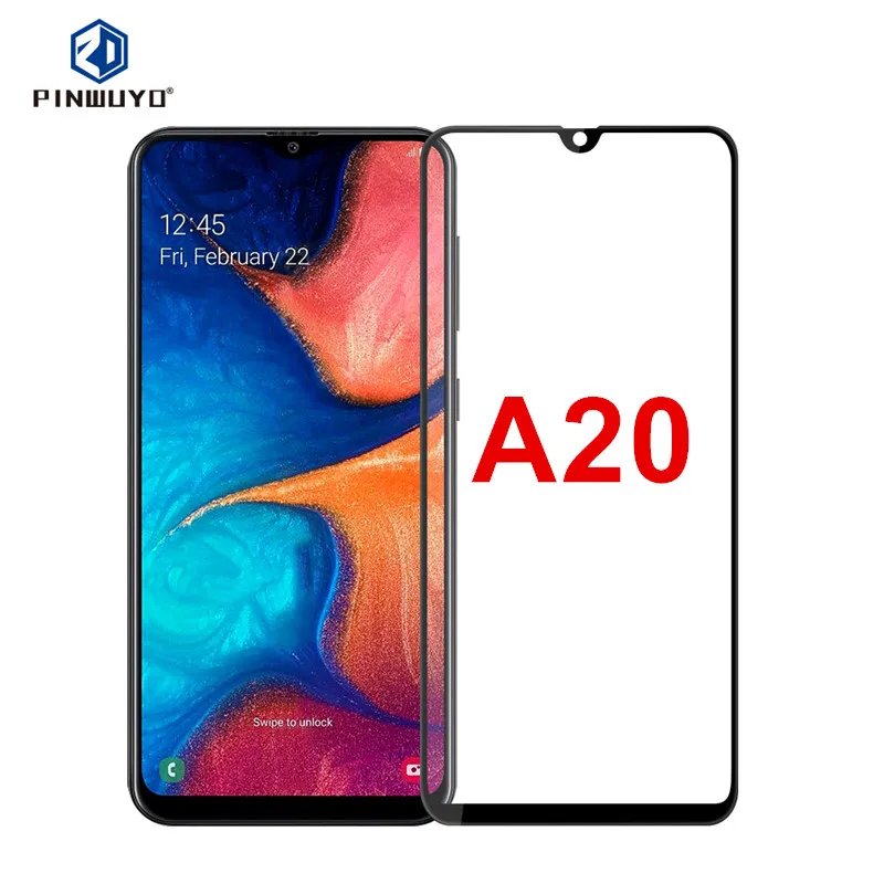 PINWUYO For Samsung Galaxy A20 Screen Protector 6.4 inch for Glass Film 3D Curved Full Cover Protective Black | Мобильные телефоны