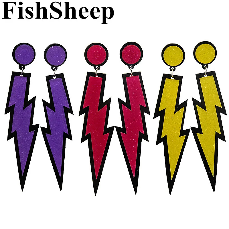 FishSheep Модные Акриловые Длинные серьги с блестками панковские геометрические