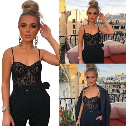 

Women See-through Bodycon Sexy Bodysuit Ladies V Neck Lace Leotard Jumpsuit Tops Summer Casual Jumpsuits Streetwear