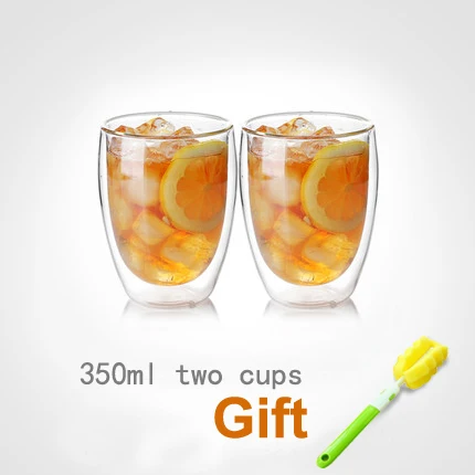 350ml two Стеклянная чашка с двойными стенками для пива, виски, шампанского, кофе, вина, бокал, чайные чашки, посуда для напитков - Цвет: 350ml two