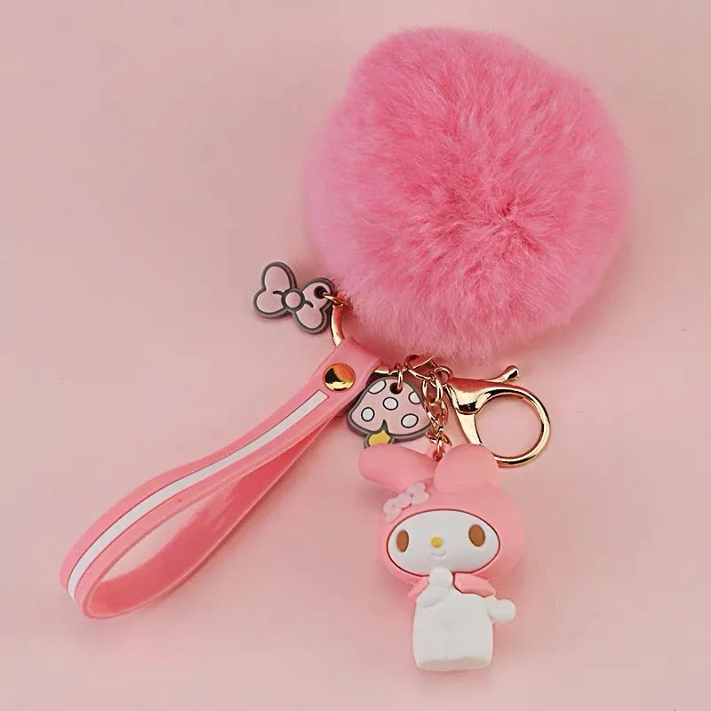 04 1 шт. Милый мой мелодичный пудинг Cinnamoroll собачий меховой шар брелок плюшевый брелок сумка Подвеска Брелок для девочек плюшевая игрушка - Цвет: 04