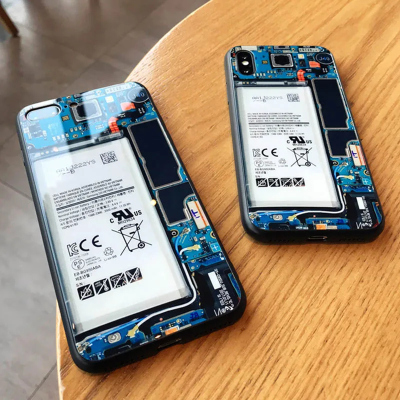 Fashion Cases for iPhone Mobile Series Creative Battery Pattern Shockproof Glass Case Cover X XS Max Xr 6 6S 7 8 Plus |