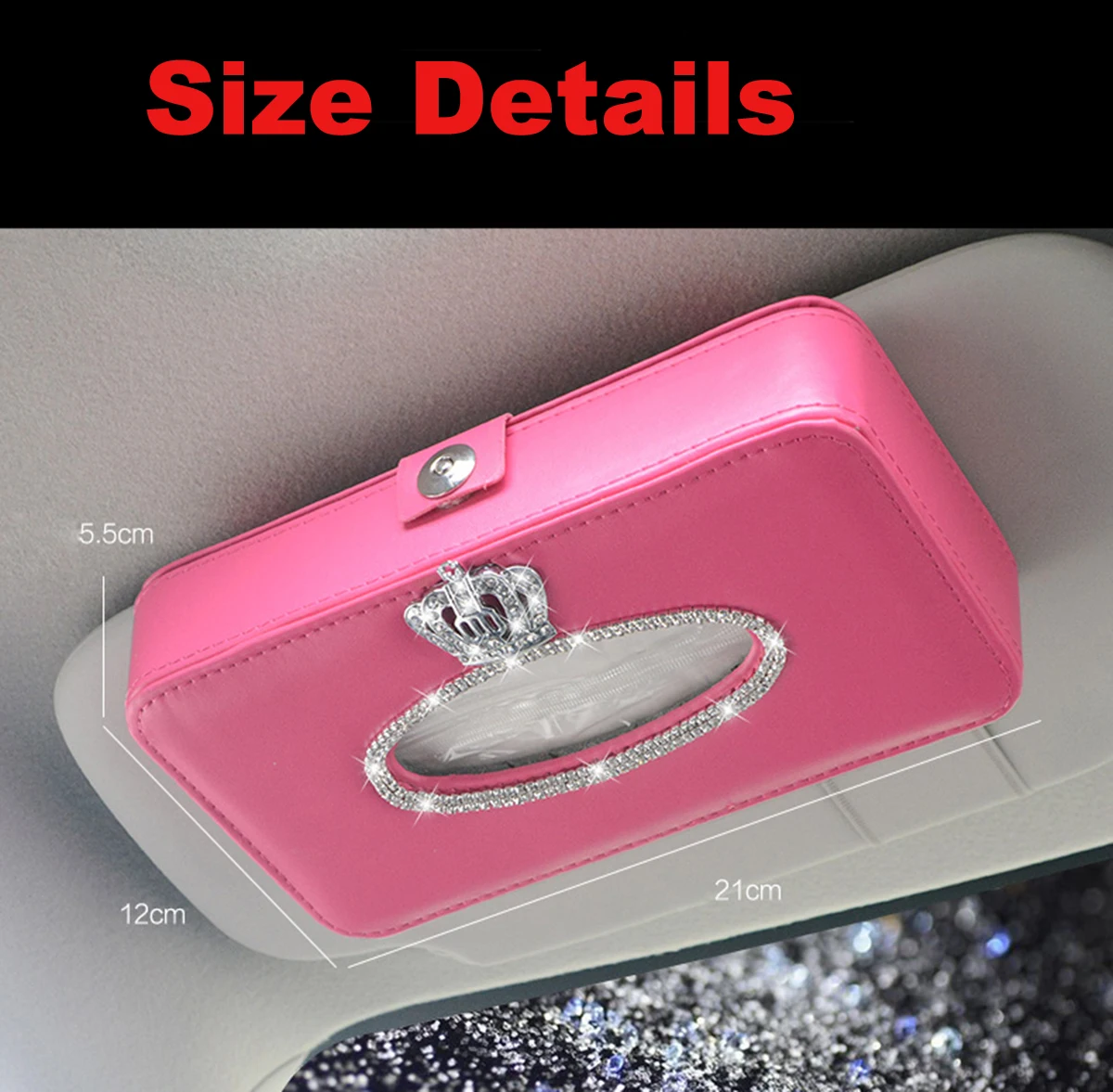 Корона кристалл Bling автомобиль солнцезащитный козырек из искусственной кожи коробка-Держатель салфеток в машину интерьер бумажное полотенце сумка для хранения аксессуары
