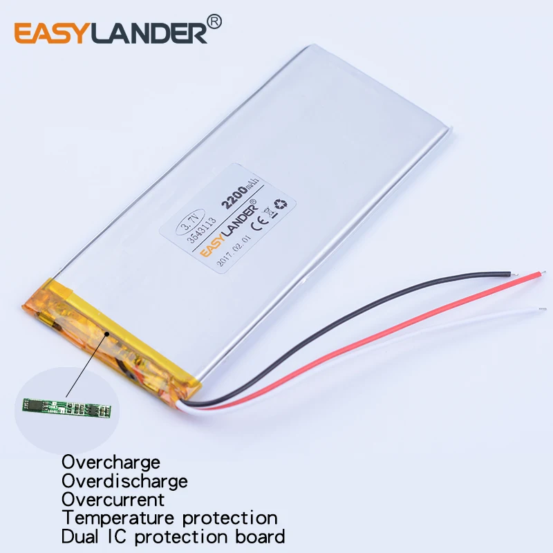 3-wire 3043113  XWD 3543113P 3545113P 3.7V 2050mAh polymer lithium battery  for china clone Goophone 5.5 iphone 6S 6plus GPS DVR