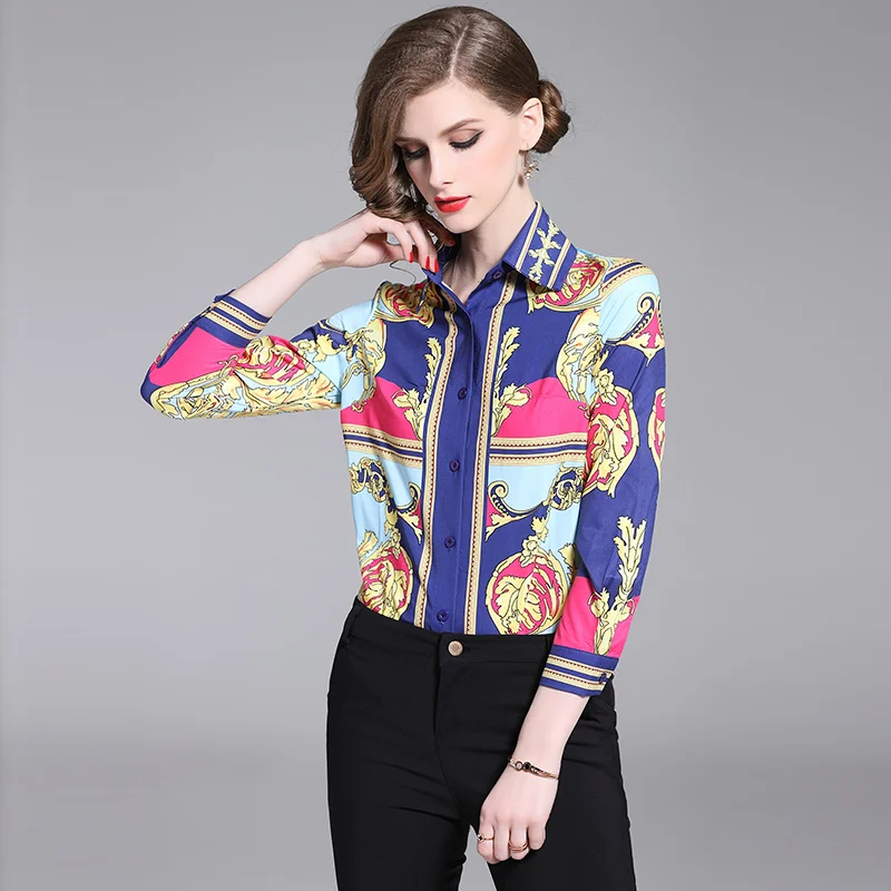 New Spring White yellow Patchwork printing summer blouse 2019 Women Clothes Sexy long Shirt Korean Elegant Femme |