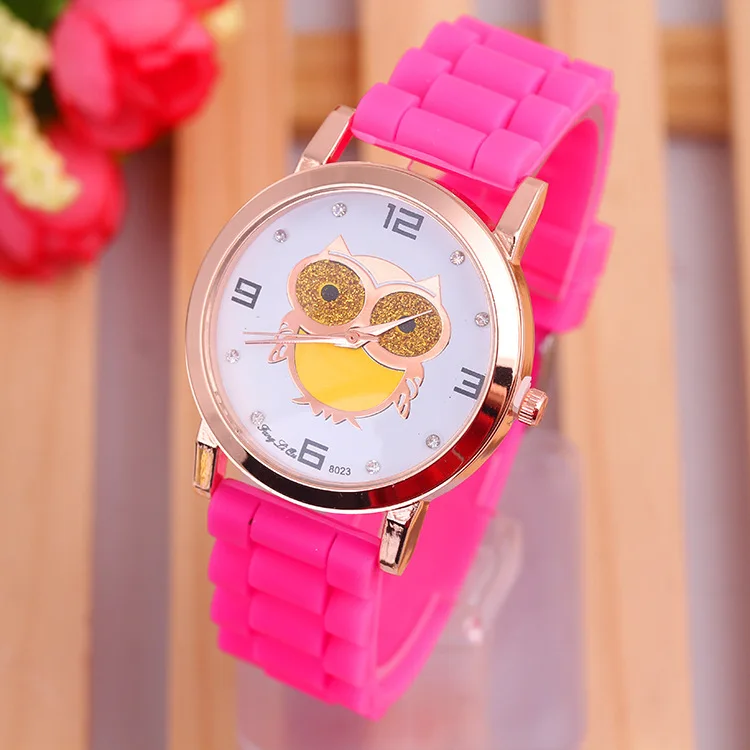 Новые женские силиконовые часы в стиле ретро с золотой совой модные наручные Reloj