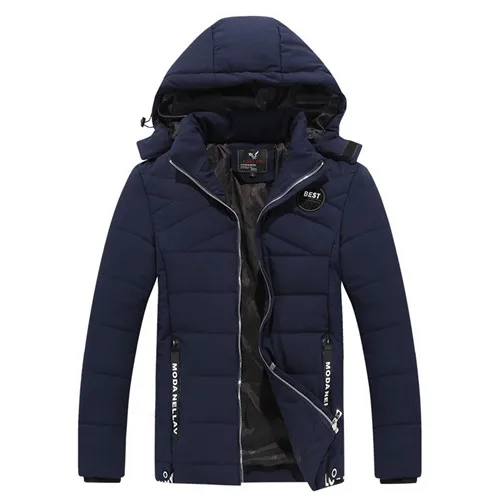 Navy Blue TLZC, осенние мужские теплые пальто с хлопковой подкладкой, Мужская утолщенная куртка с капюшоном размера плюс L-4XL,, зимние мужские ветровки, ветрозащитные - Цвет: Navy Blue