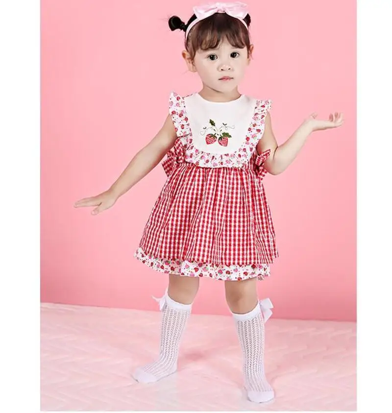 2019 Baby Girl Dress Cute Cherry Embroidery Princess Children Summer Spanish Clothing Newborn Cotton Ball Gowns | Детская одежда и