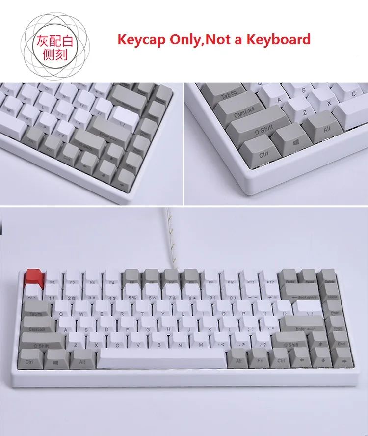 White gray sideprint Keycool 84 мини механическая клавиатура PBT keycap mini84 компактная игровая клавиатура с боковой печатью клавиши Ретро Dolch cherry mx - Цвет: White gray sideprint