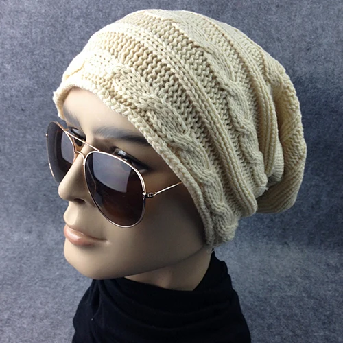 Горячая Новый стиль Мужская Женская в полоску твист вязать мешковатые Шапка-бини