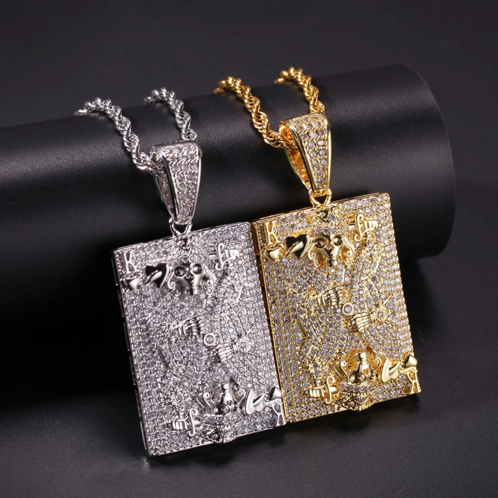 Для мужчин хип хоп iced out игры подвеска открытка ожерелья AAA модная с цирконием