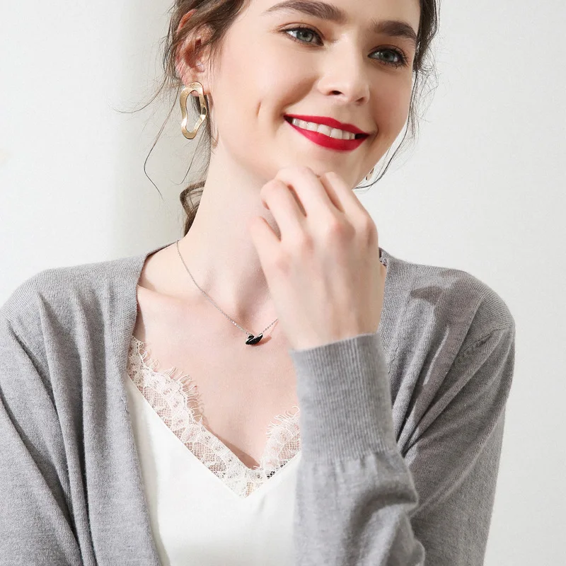 New arriving cardigan women's V-neck knitted primer shirt with pure colour casual sweater |