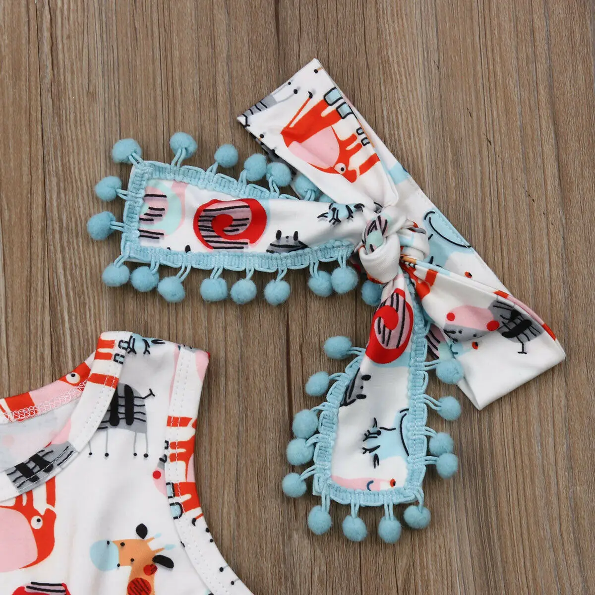 Новорожденных для маленьких девочек животных печати рукавов кисточкой мяч наряд