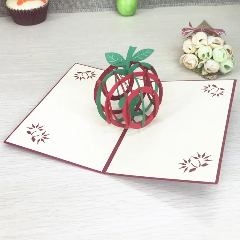 Зеленая Рождественская 3D открытка ручной работы с лазерной вырезкой 1 шт.|greeting