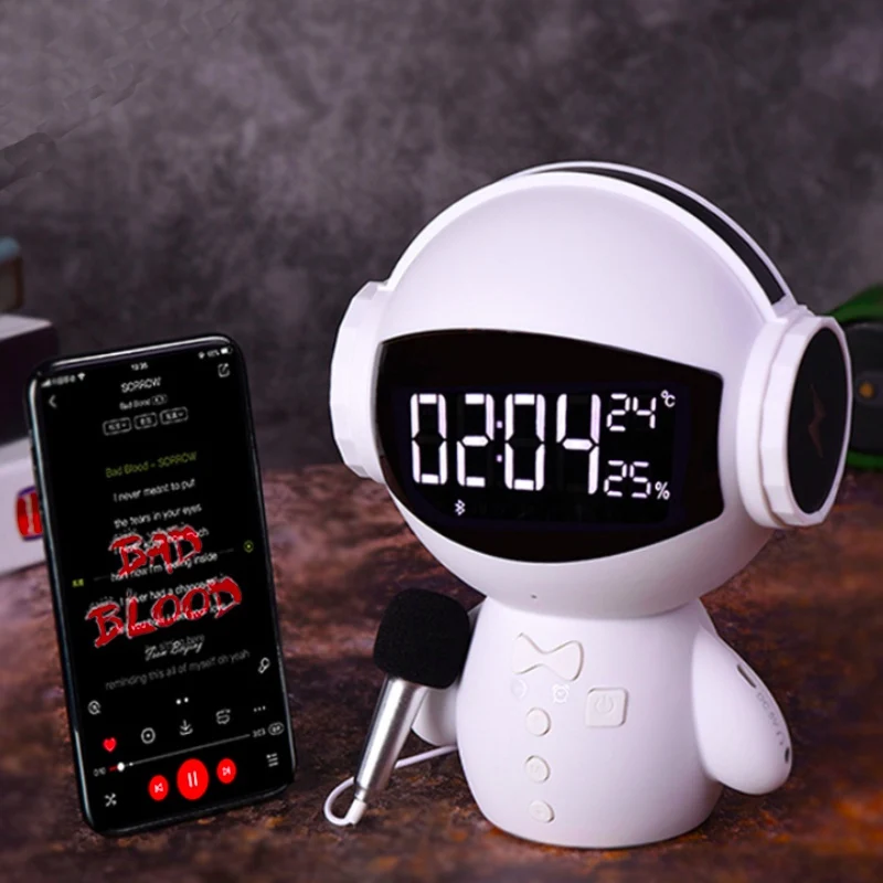 Мини Портативный мультфильм робот Bluetooth динамик s беспроводной приемник музыкальная стереоколонка плеер Домашний офис с будильником