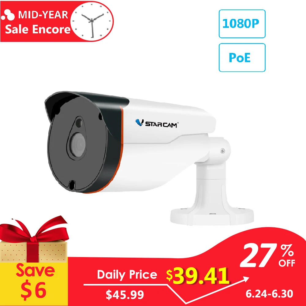 Vstarcam 1080 P ip камера POE IP66 Водонепроницаемая bullet для наружного наблюдения IR ночного