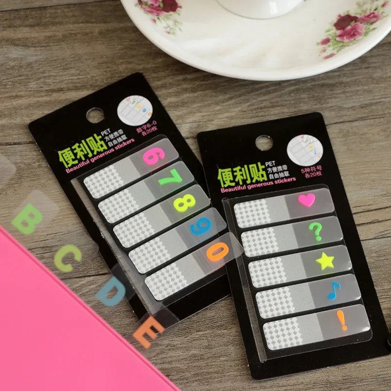 2019 цифры и буквы ПЭТ прозрачная липкая заметка блокнот для заметок цветные