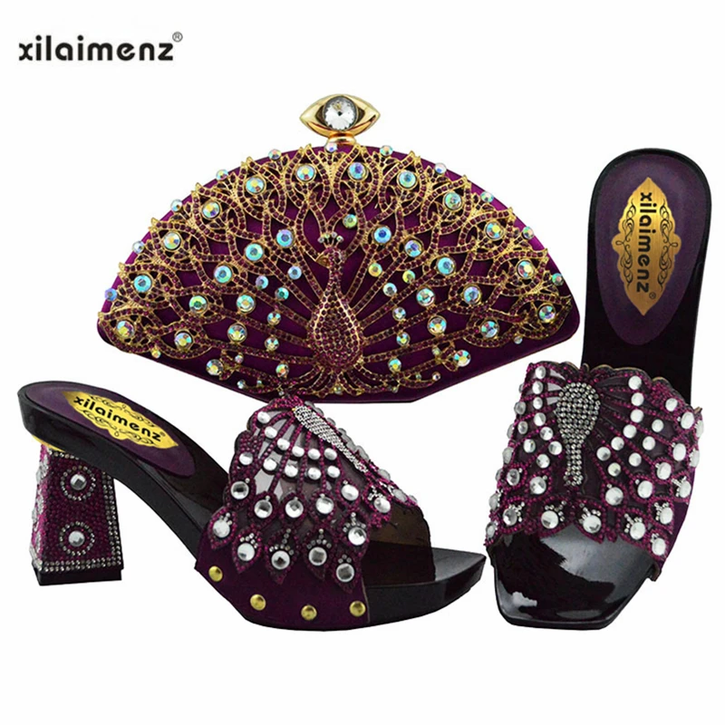 Дизайн павлина высокое качество комплект из обуви и сумки украшены стразами 9 см