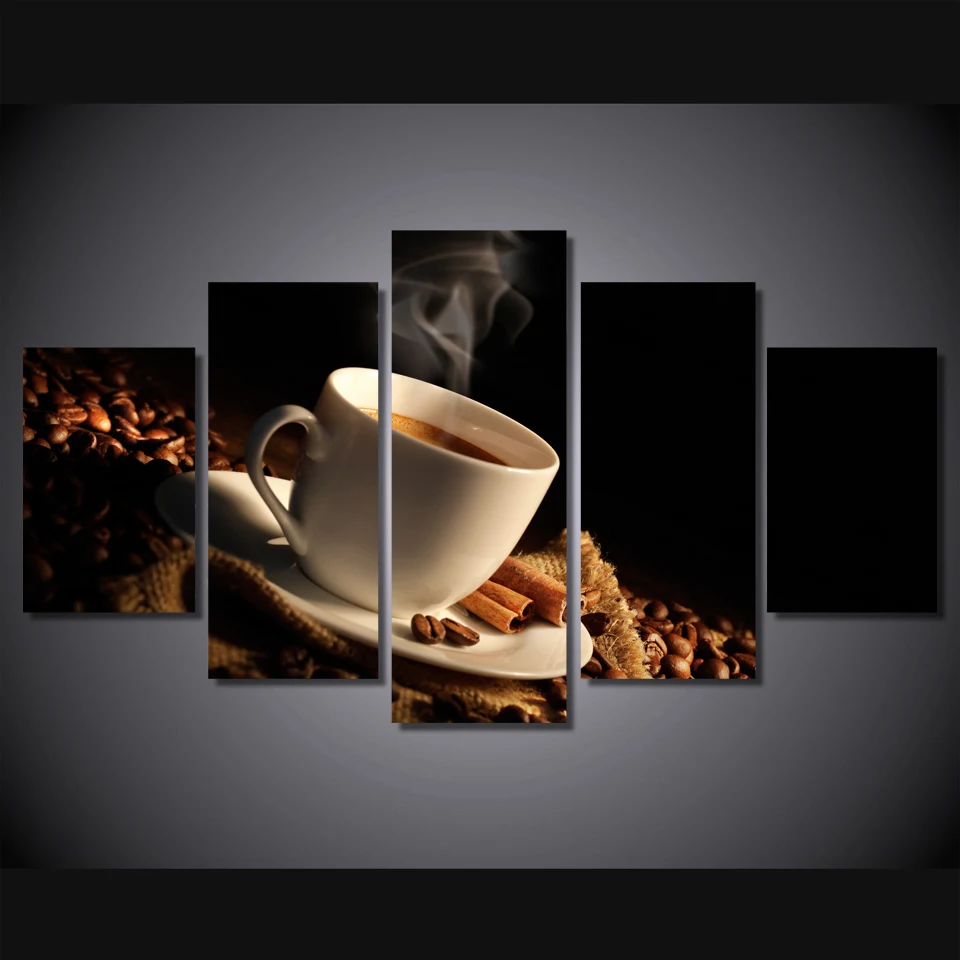 HD печать кофе Картина с кофейными бобами холст декор комнаты плакат картина