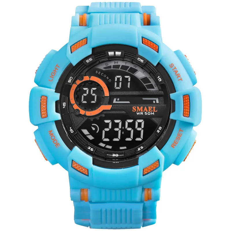 Light Blue Спортивные часы камуфляжные часы ремешок SMAEL мужские часы 50 м водонепроницаемые Топ S Shock часы мужские светодиодный 1366 цифровые наручные часы Военные - Цвет: Light Blue