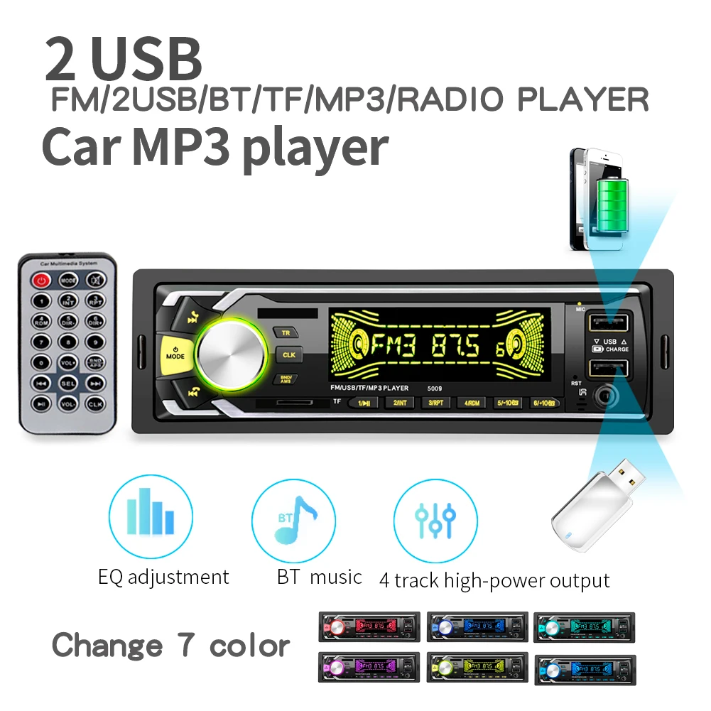 12 В двойной USB беспроводной автомобильный комплект многофункциональный FM/TF