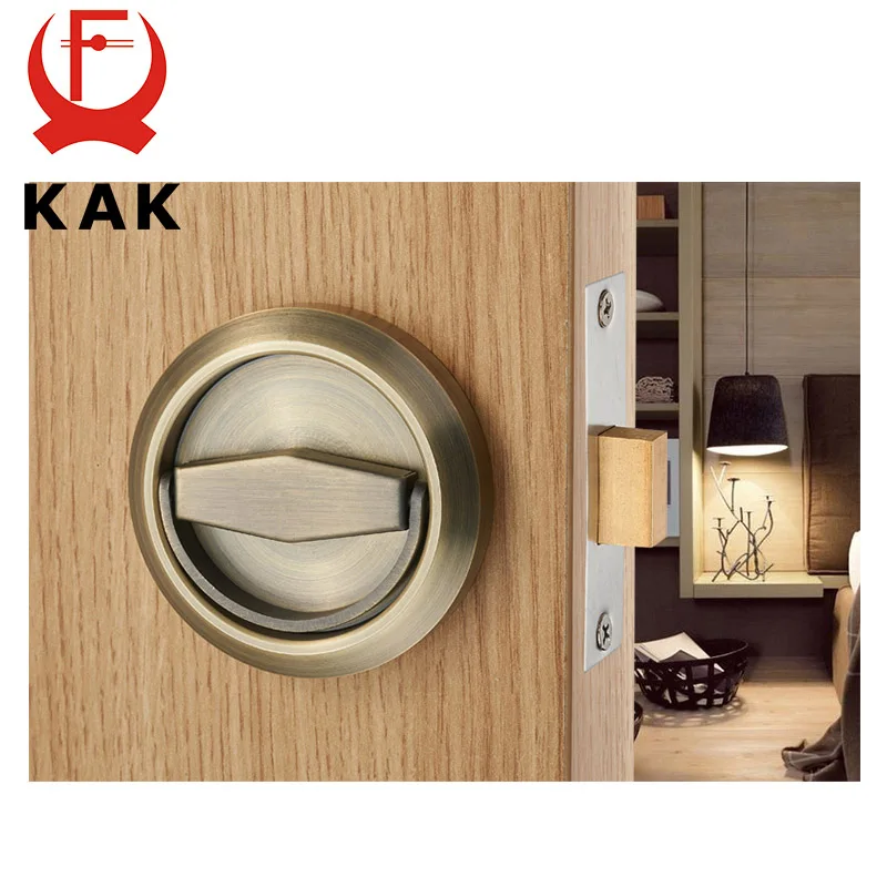 Bronze Set KAK скрытые дверные замки, ручка из нержавеющей стали, утопленный, невидимый, без ключа, механический, открытый замок для огнестойкого домашнего оборудования - Цвет: Bronze Set