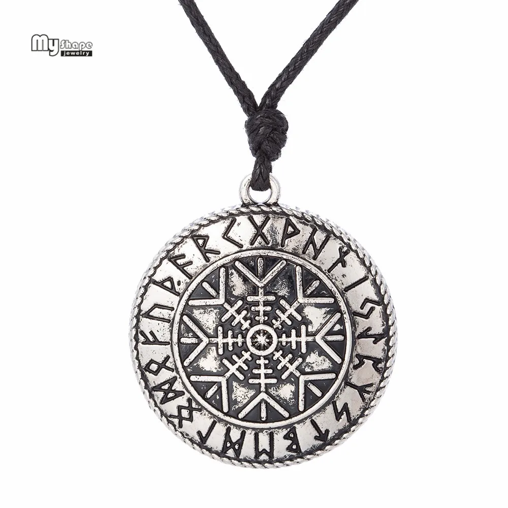 Wax Rope-Silver My shape колье с кулоном в стиле викингов компас Vegvisir колье Helm of Awe Aegishjalmur скандинавский кулон с рунами ожерелье s скандинавский амулет - Окраска металла: Wax Rope-Silver
