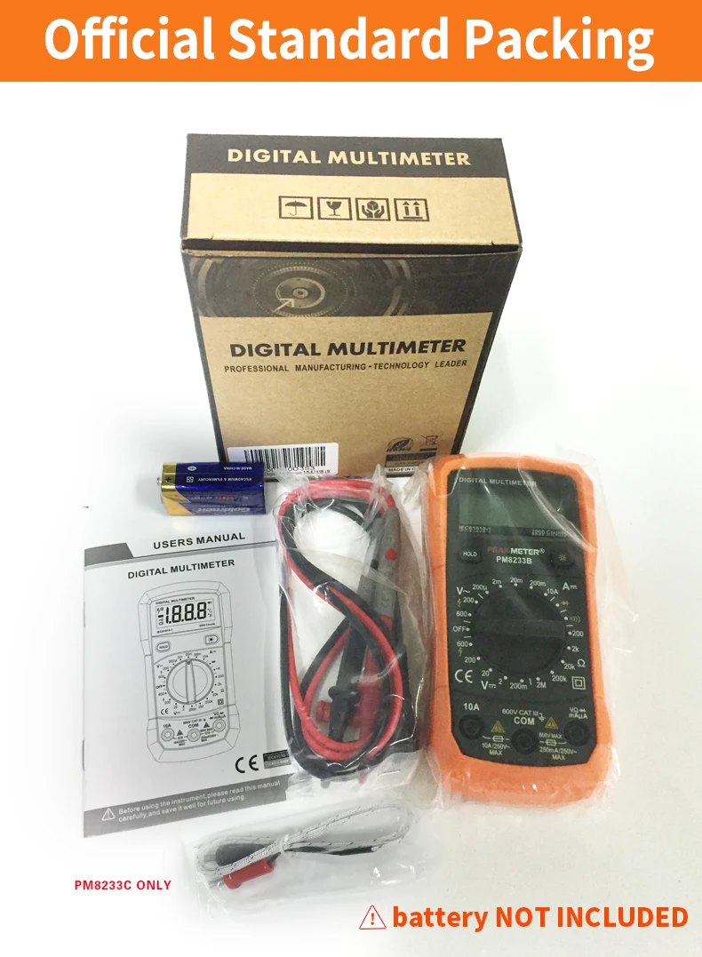 PEAKMETER мультиметр Вольтметр Амперметр PM8233 с истинным AC DC напряжение Сопротивление Емкость Частота Температура бесконтактный Тестер Напряжения