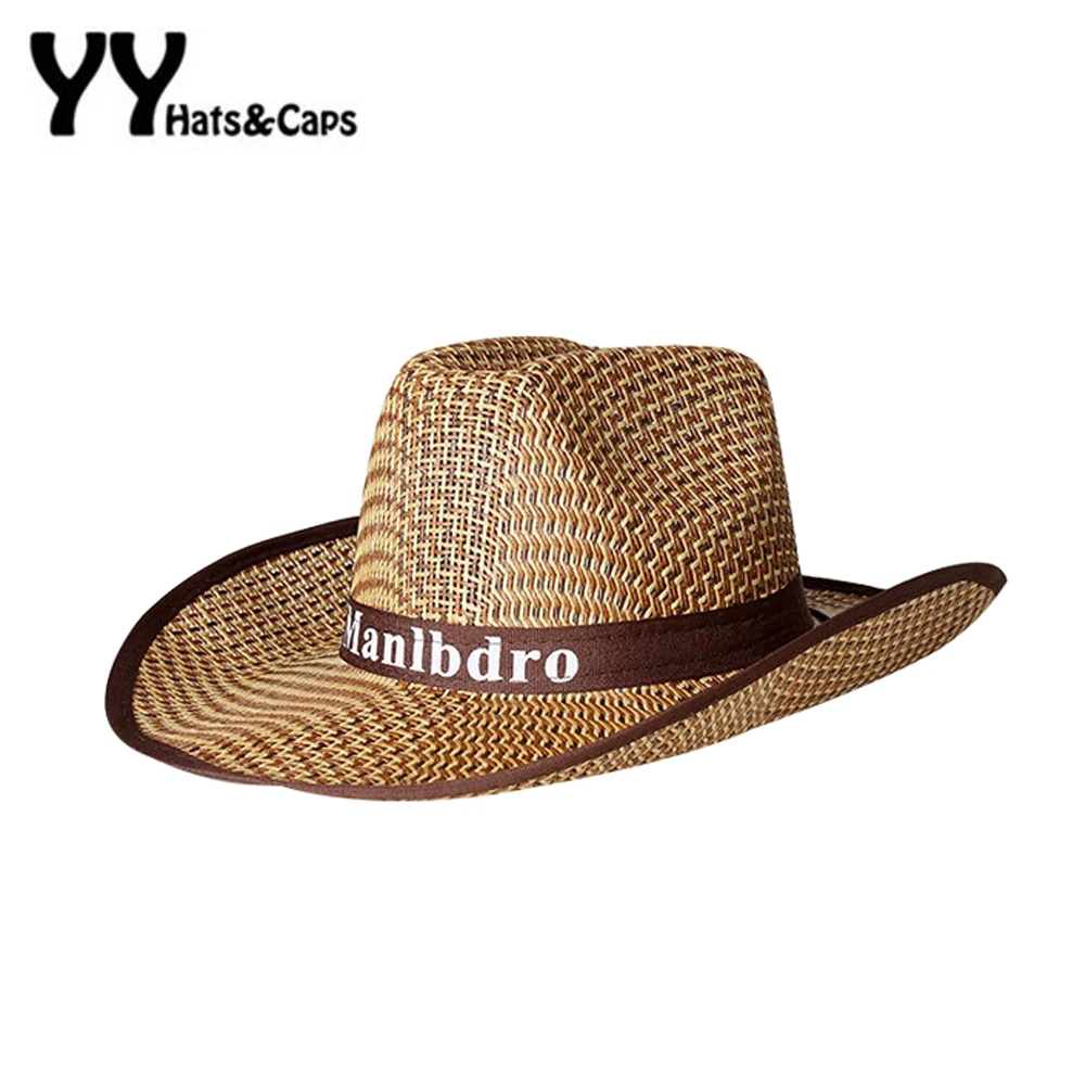 2016 летние мужские соломенные шляпы от солнца УФ козырек шляпа мужская Ковбойская