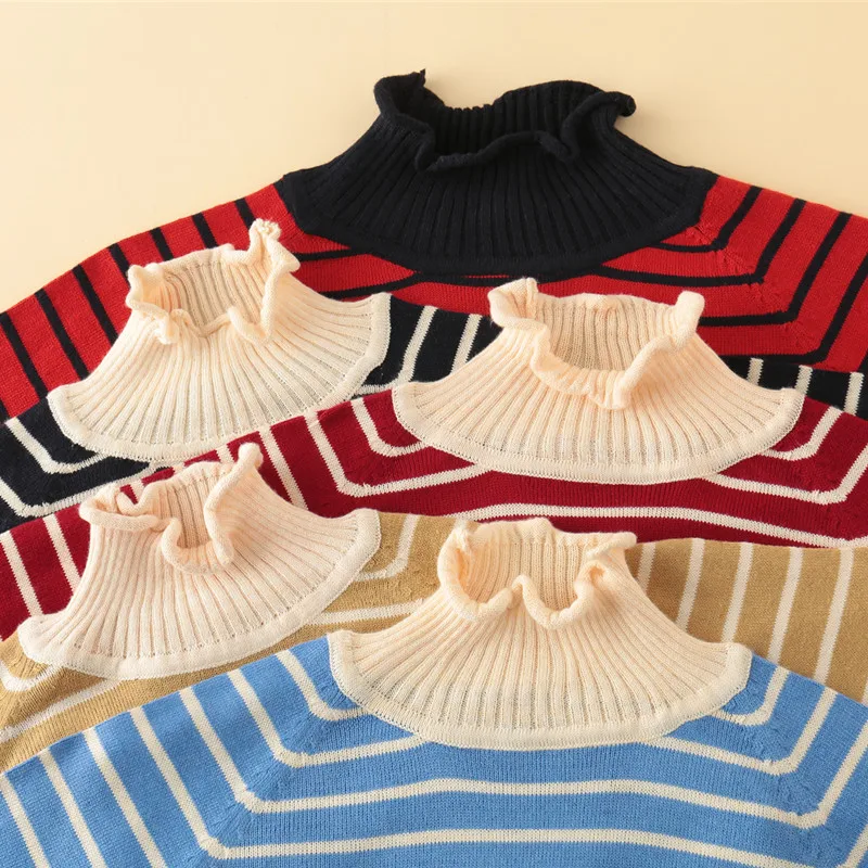Female Long Striped Cashmere Sweater Women Half Turtleneck Knitted Christmas Sweaters And Pullovers Fashion Tops Warm Jumpers | Женская