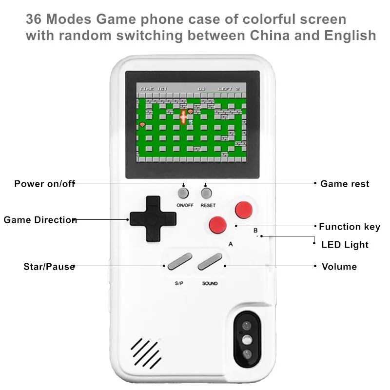 Полноцветный дисплей Xs Max GameBoy чехол для телефона iphone Xr X Ретро тетрис игра задняя