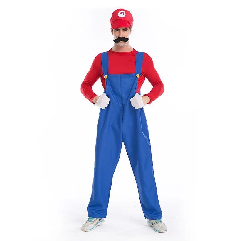 Супер Марио для взрослых костюм косплея Луиджи водопроводчика mario bros fantasia super