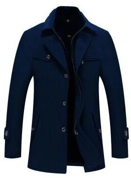 Мужской Peacoat, Мужская брендовая одежда, M-4X, зимние мужские плотные пальто, приталенные куртки, мужская повседневная теплая верхняя одежда, куртка и пальто - Цвет: nvay