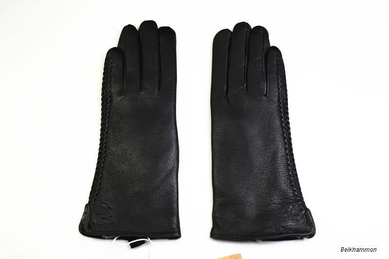 Guantes Eldiven, женские кожаные перчатки, перчатка из оленьей кожи, боковое тиснение, стильная бархатная подкладка, теплая, осенняя и зимняя